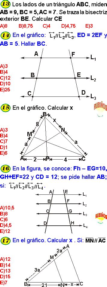 TEOREMA DE THALES MENELAO CEVA TEOREMAS DE LA BISECTRIZ INTERIOR Y