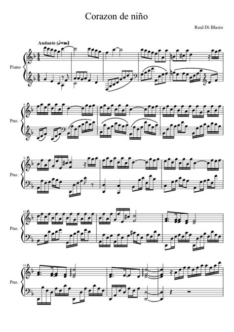 Corazon De Niño Piano Music Sheets Download by Raúl Di Blasio Origianl