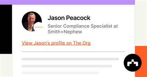 Jason Peacock Senior Compliance Specialist At Smithnephew The Org