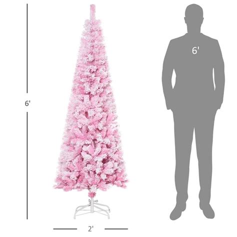 Homcom Ft Leg Base Flocked Pink Artificial Christmas Tree