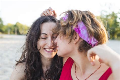 Lesbian Couple On The Beach Stock Photo Image Of Female