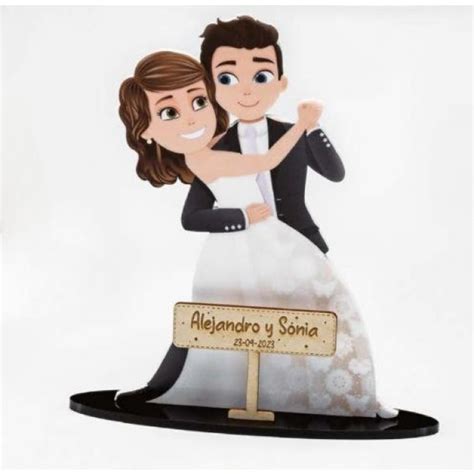 Topper Para Pastel De Boda Con Novios Bailando