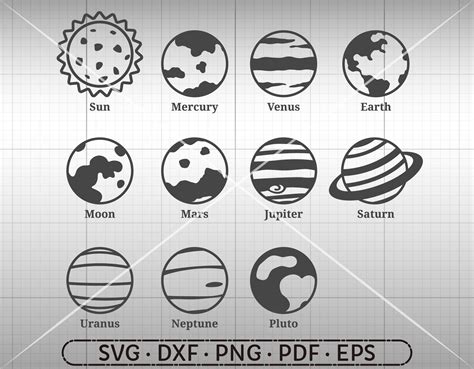 Solar System Svg Nine Planets Svg Universe Svg Silhouette Etsy Australia