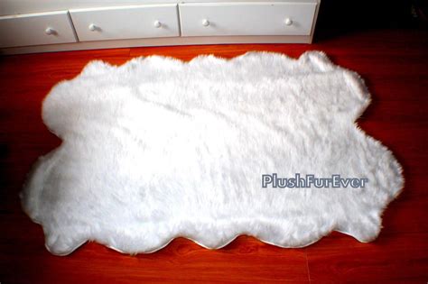 5 X 7 True White Quad Sheepskin Rug Shaggy Faux Fur Rug Nursery Rug F8