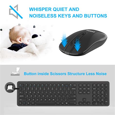 Wireless Keyboard And Mouse Combo LeadsaiL Compact Quiet Full Size