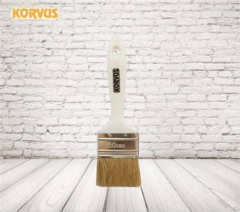 Кисть малярная плоская KORVUS, 50 мм, натуральная щетина, пластик ...