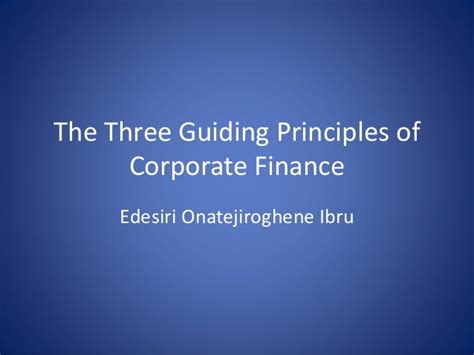 guiding principles  corporate finance
