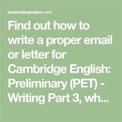 Writing The Perfect Email For B Preliminary Pet Kse Academy