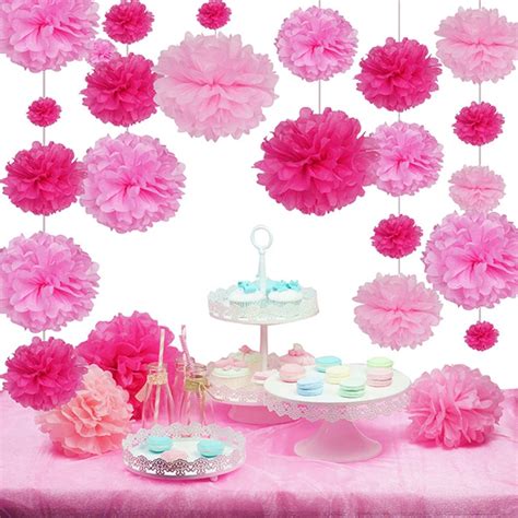 Buy 27pcs Sweet Pink Pom Pom Wedding Decorations