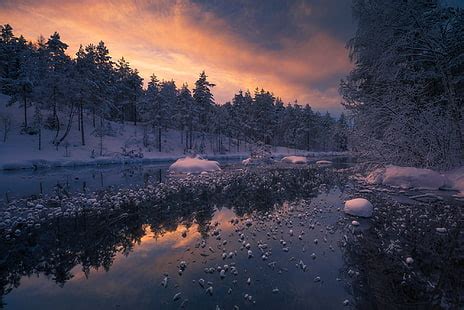 Descarga Gratis El Cielo El Atardecer El Lago Los Barcos Noruega