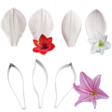 Amaryllis Lotus Petal Veiner Polymer Clay Molds Flower Petal Cutter Set