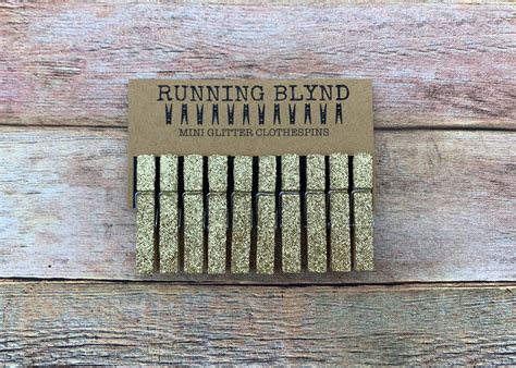 Mini Gold Glitter Clothespins Set Of Ten 10 Wedding Decor Gold