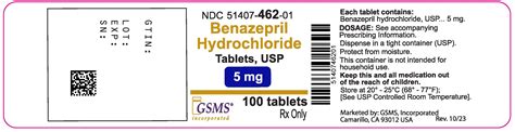 Benazepril Hydrochloride Golden State Medical Supply Inc Fda Package Insert