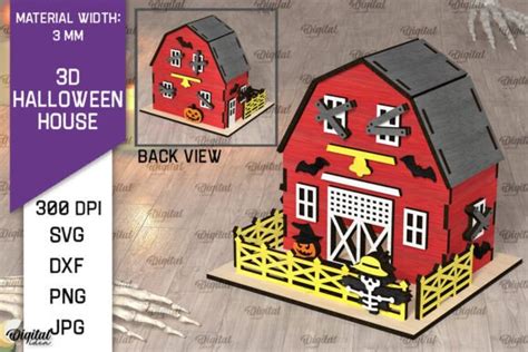 3d Halloween House Laser Cut Design Graphic By Digital Idea · Creative