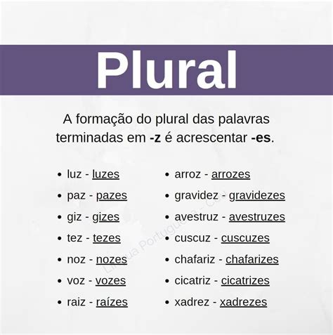 20 Palavras No Plural - Dicas de português: A formação do plural das palavras terminadas em -z ...
