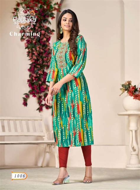 Charming Vol Modal Chanderi With Mirror Work Kurti By Radhika