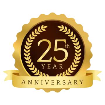 25th Year Anniversary Emblem Logo With Golden Color Paddy And Ribbon Vector, 25th Anniversary ...