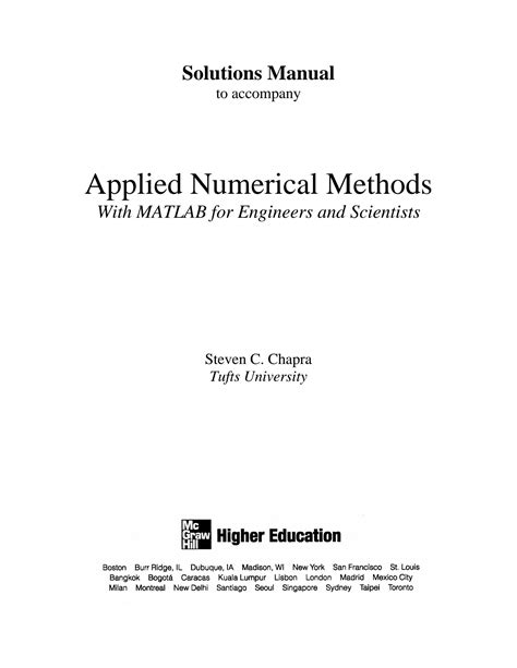 SOLUTION Solution Manual Applied Numerical Methods With Matlab For