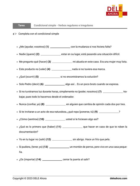 Condicional simple Verbos regulares e irregulares Gramática