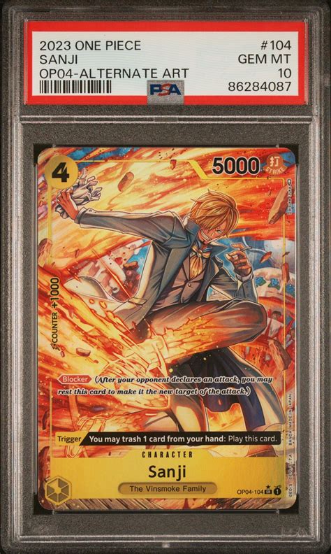 2023 One Piece Kingdoms Of Intrigue 104 Sanji Alternate Art PSA 10
