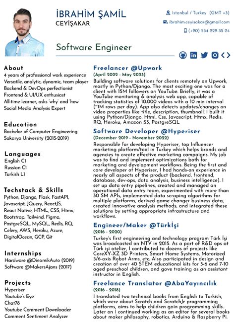 Software Engineer Resume Figma