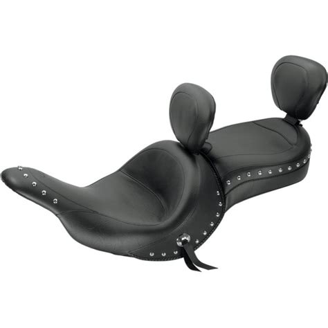 Mustang One Piece Wide Touring Seat Studded With Driver Backrest And