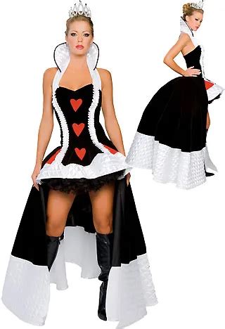 Free Shipping Queen Of Hearts Costume Fancy Dress Sexy Deluxe Queen Of