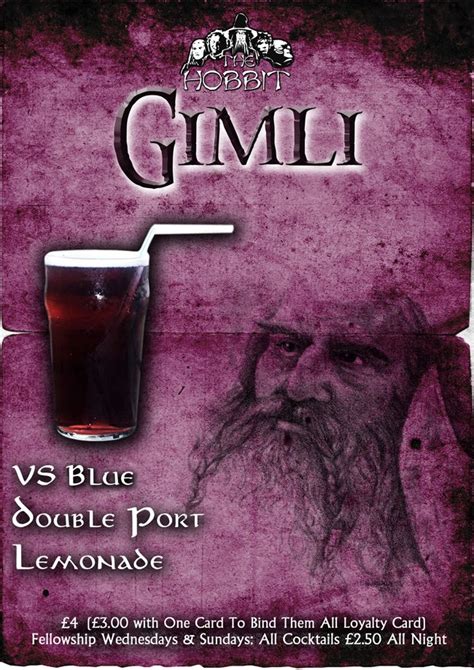 Gimli Cocktail | Cocktails, Themed drinks, Alcohol drink recipes