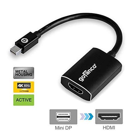 Gofanco Gold Plated Mini Displayport To Hdmi 4k Display Adapter Black Thunderbolt 2