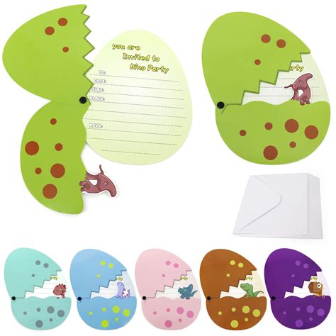 Buy Dinosaur Birthday Invitations For Girls Boys Kids Party Invitations ...