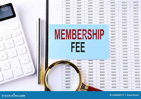 Membership Fee Text On Sticker On Chart Background Stock Image Image