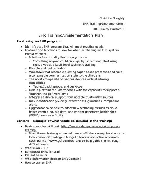 Ehr Training Plan Template