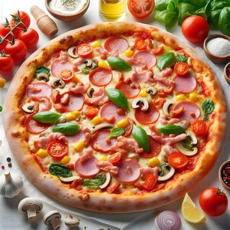 Premium Photo Pizza Pizza Filled With Tomatoes Salami And Olives