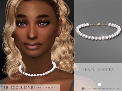 The Sims Resource Pearl Choker Pearl Choker Sims Piercings Chokers