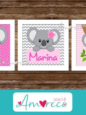 Quadro Para Quarto De Bebe Koala Compre Produtos Personalizados No Elo