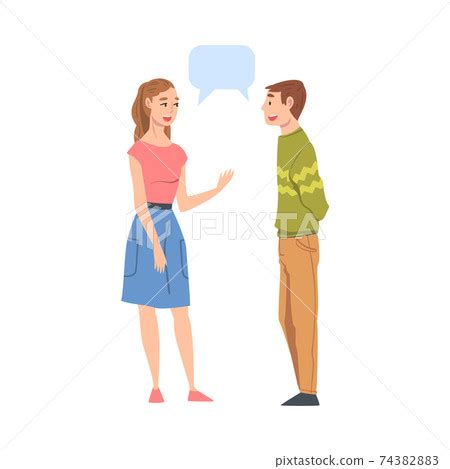 Couple Talking With Speech Bubbles Friends Or Stock Illustration