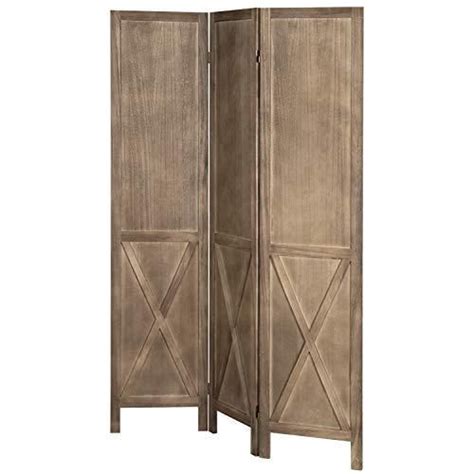 Myt 3 Panel Burnt Wood Barn Door Style Room Divider With Dual Action