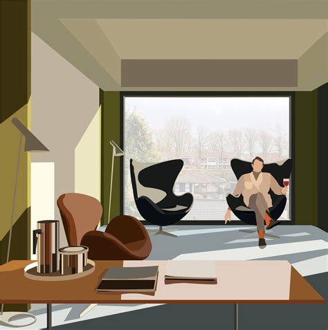 Illustration Of Arne Jacobsen S Summer House By Cyparkdesign Tag