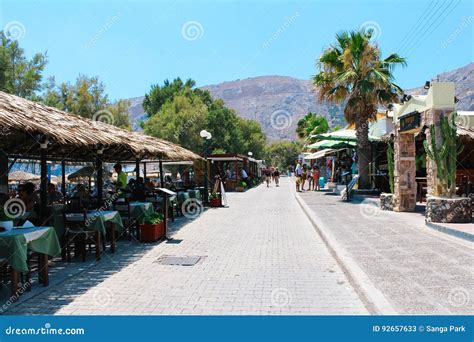 Santorini Kamari Beach Restaurants in Greece Editorial Stock Photo ...