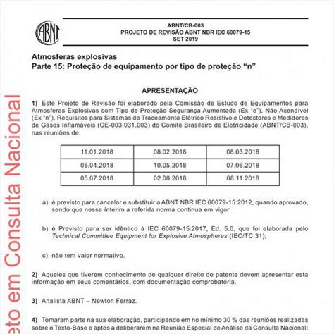 Target Normas Projeto De Revis O Abnt Nbr Iec Atmosferas