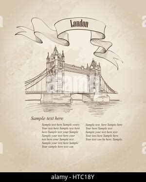 Tower Bridge London England Uk Hand Drawn Illustration Vector