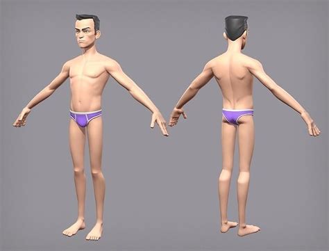 D Model Cartoon Male Character Den Base Mesh Vr Ar Low Poly Cgtrader