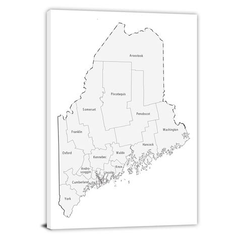 Maine Counties Map 2022 Canvas Wrap