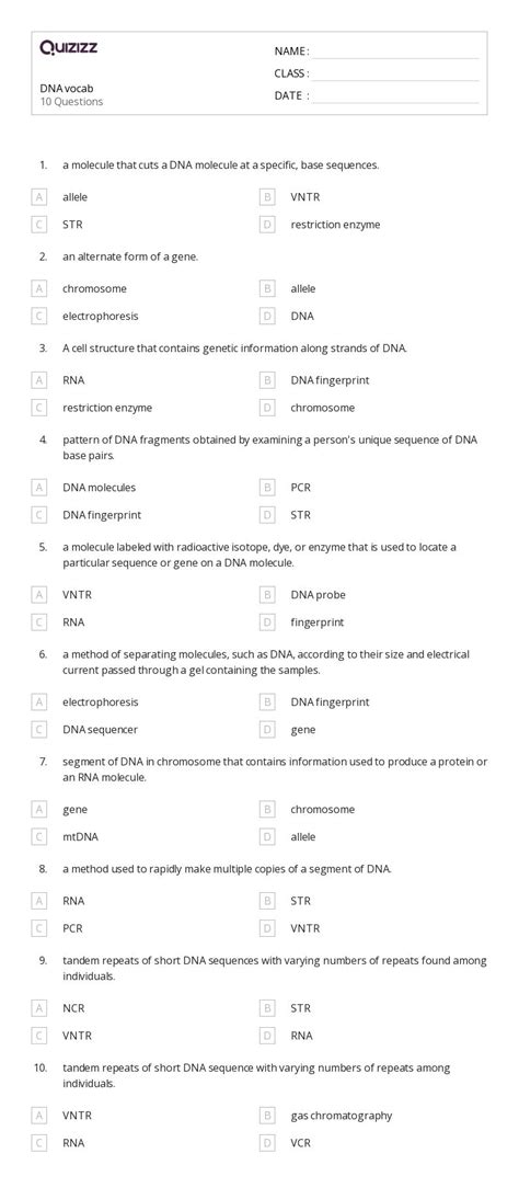 50 Chromosome Structure And Numbers Worksheets For 12th Class On