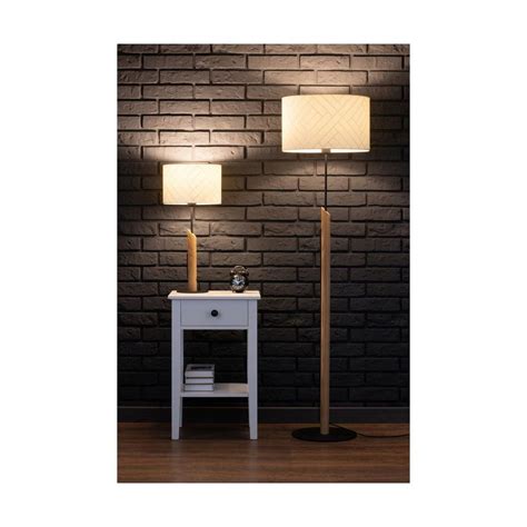 Lampa podłogowa Punto biała z drewnem E27 Spot Lig 11505876966