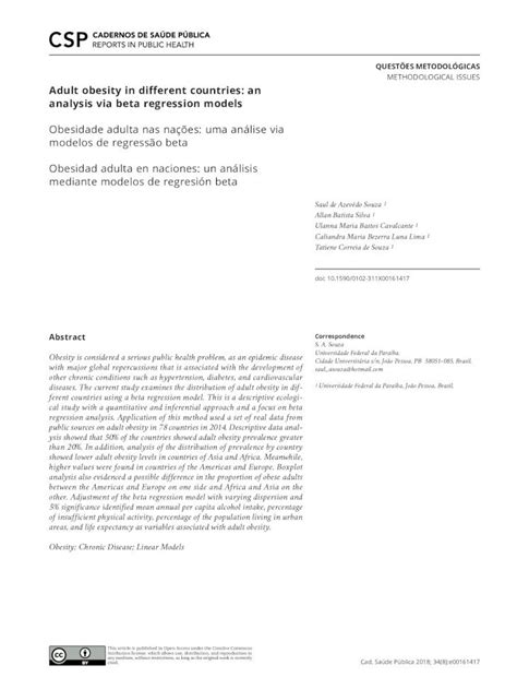 PDF QUESTÕES METODOLÓGICAS METHODOLOGICAL ISSUES Adult obesity