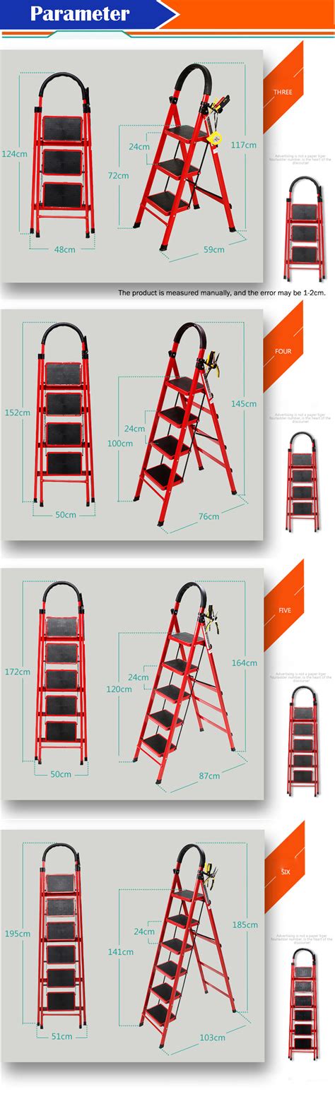 Steel Foldable Stepping Ladder Stool Portable Household Metal 2 3 4 5 6 Step Ladder With