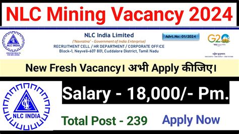 Nlc Neyveli Lignite Corporation Of India Limited Mining Vacancy