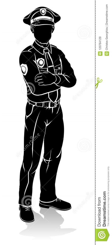 Silhouette Of A Policeman Or Soldier With A Gun Vector Draw