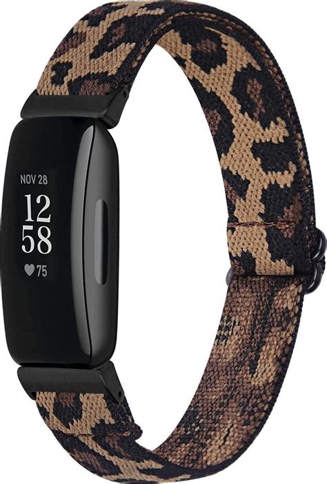 YONO Fitbit Inspire 2 Bandje Nylon Stretch Leopard Bol